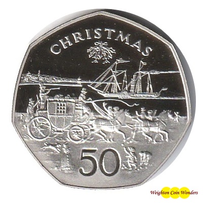 1980 Silver Proof Christmas 50p - VIKING EXHIBITION - Click Image to Close
